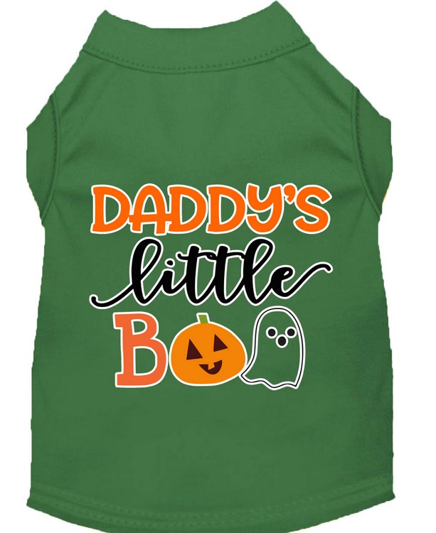 Daddy's Little Boo Screen Print Dog Shirt Green Med